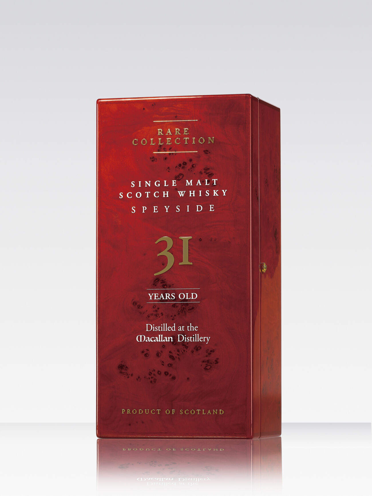 High end solid wood veneer, tree bark, baked paint, 31 year whiskey wooden box